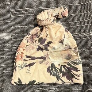 Lou Lou & Company Floral Knot Hat - Cream and Purple